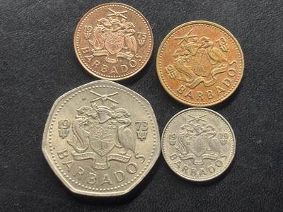邮泉阁限时拍卖第三十六场 美洲硬币专场（硬币在国外。请付邮费6元。） - 巴巴多斯1970年代4枚