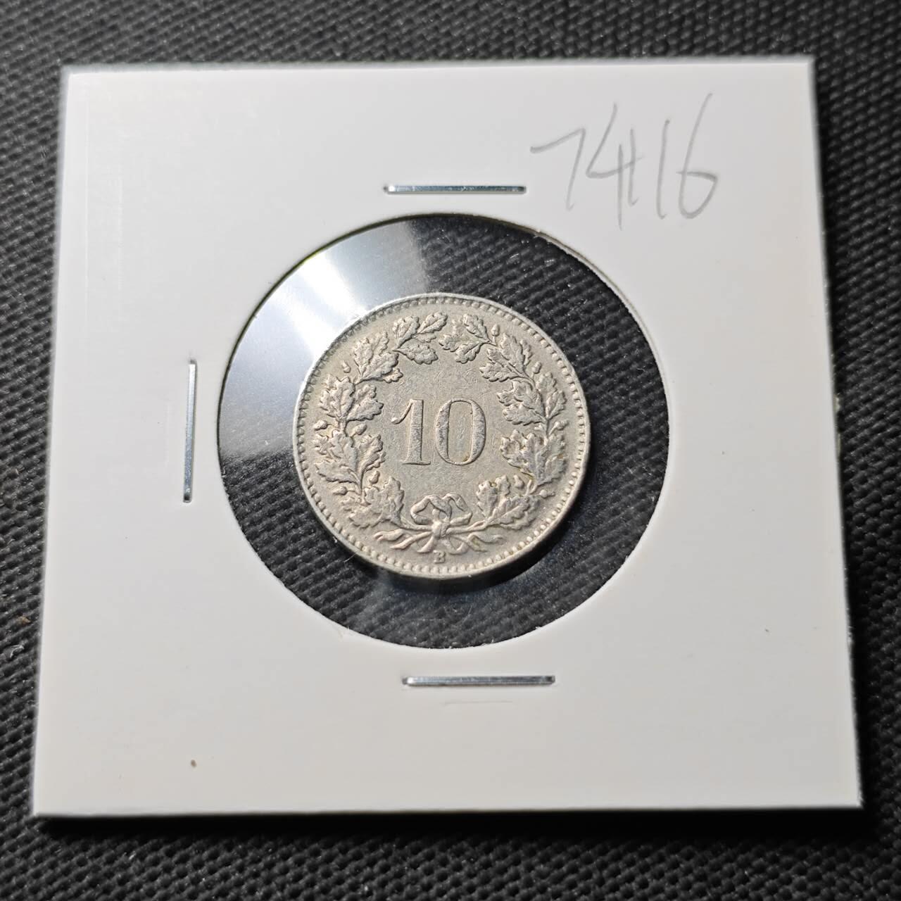 KK钱币收藏小铺  第374场  2月预留时间 周末发货  1955瑞士10分