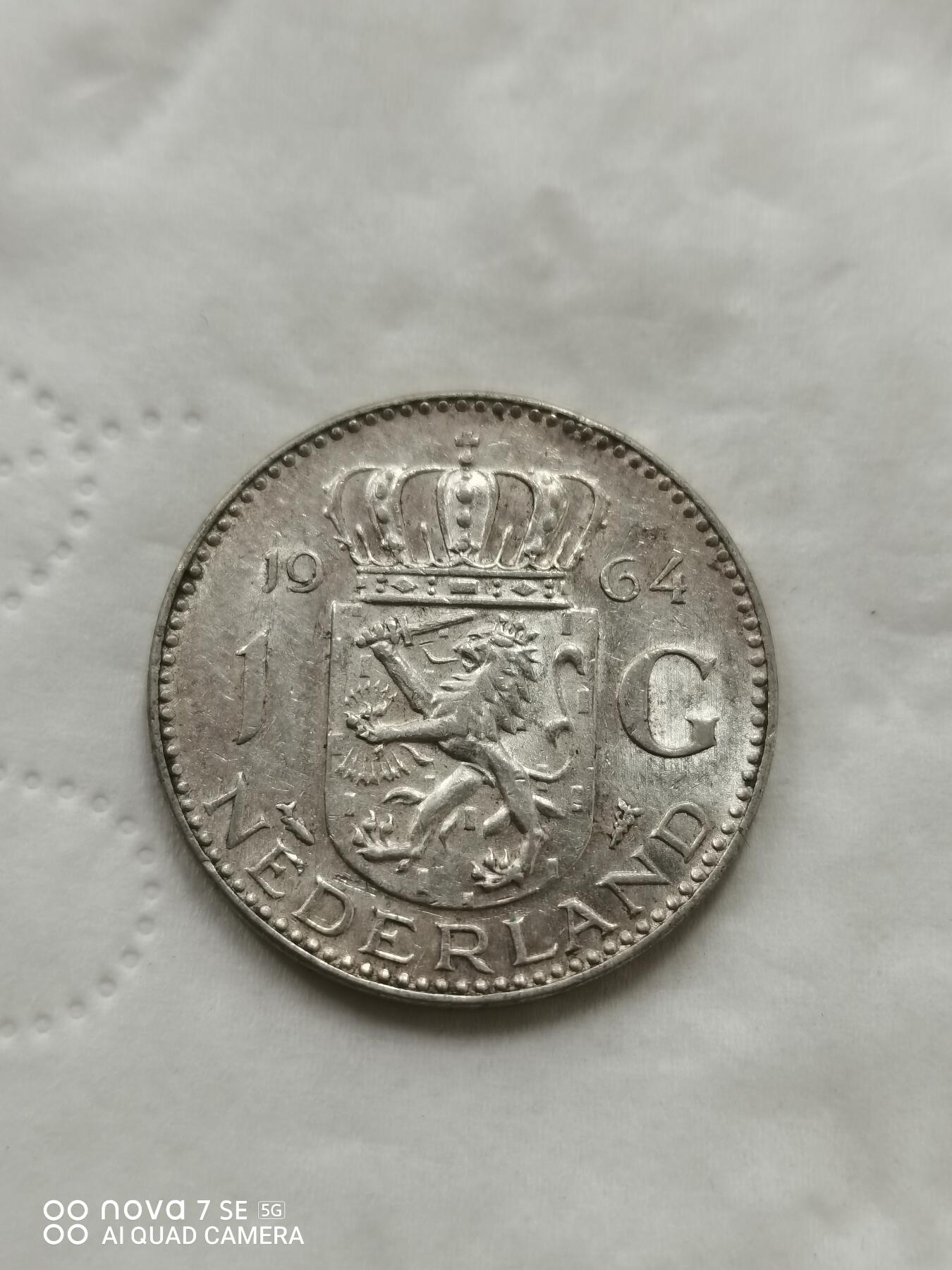 外国钱币 64年荷兰1盾银币