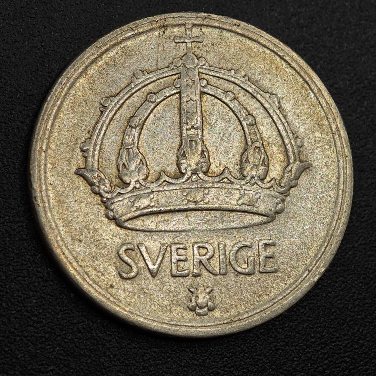 【淘币小摊】实时拍第八百零一拍   散币场   满百包邮可预留二周 每周一统一发货   瑞典1945年50欧尔银币