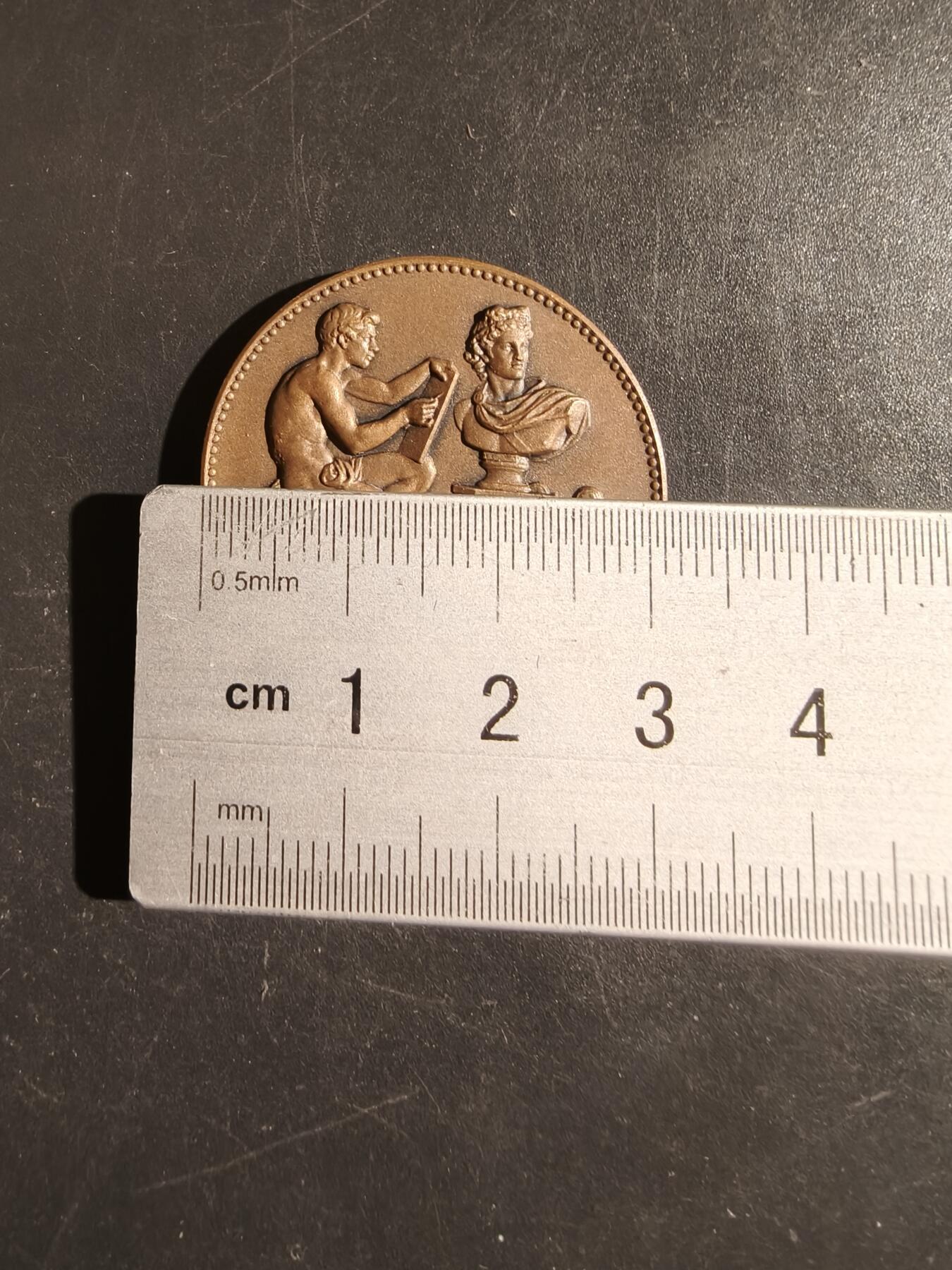 老王徽章第164期  法国南特地区美术学院大铜章     1912年     直径32mm.    重量15.9g