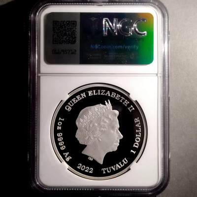 长老汇蛇年精选第七十六场拍卖 2022图瓦卢彩色精制纪念银币  007系列，詹姆斯•邦德扮演者罗杰•摩尔，1盎司9999银，NGC PF69UC，亚军分，同分1枚，更高分3枚 量5000