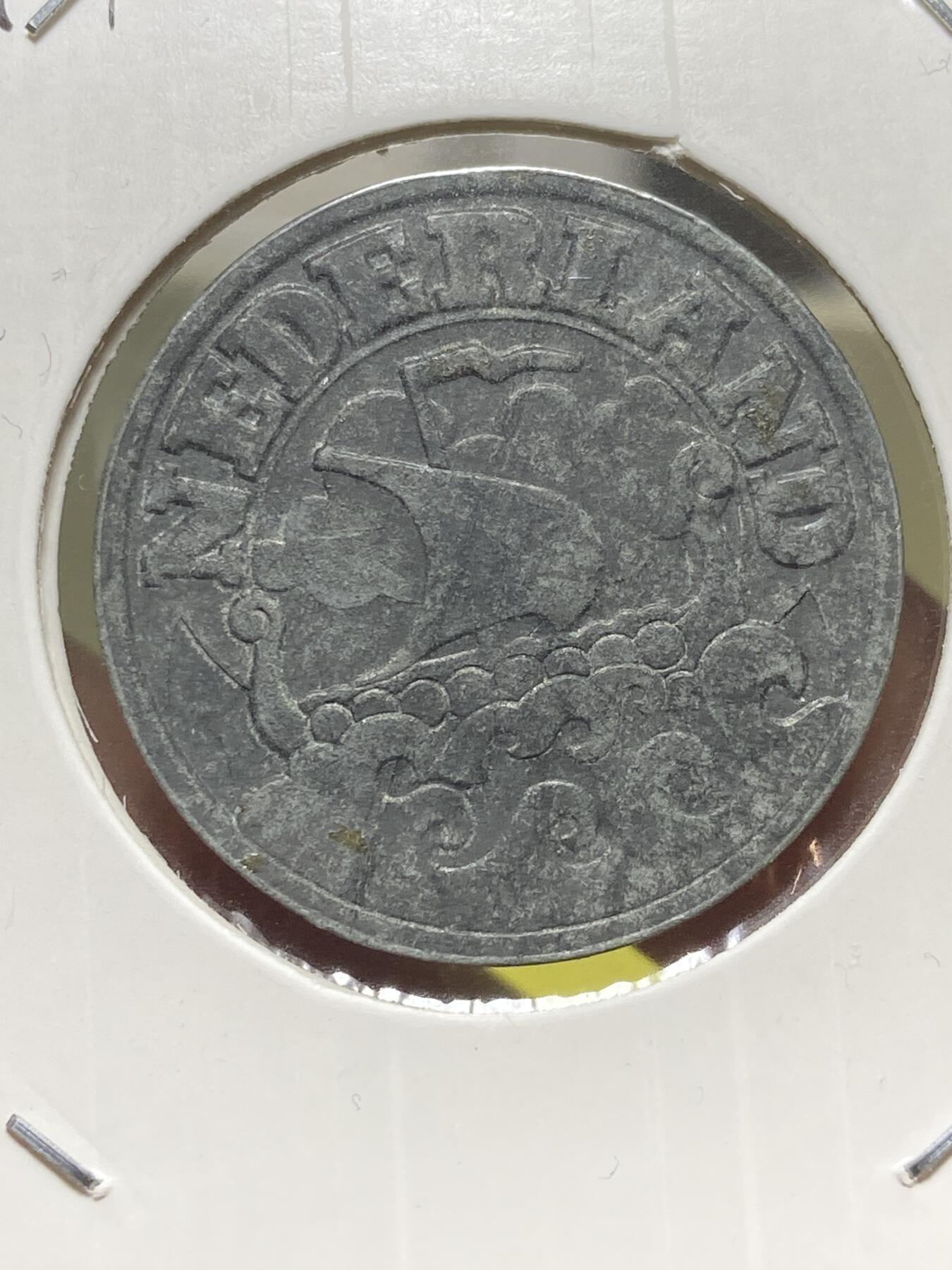 2025年第一百三十一场(总第一百五十七场）外国好品纸夹散币场(免佣金) 好品–荷兰🇳🇱1941年25分(威廉明娜女王，二战德国占领时期)