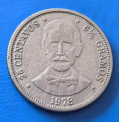 外国优质老铜币银币，周六九点倒数截拍，满百包邮，可寄存半年，喜欢朋友微信扫描二维码可直接参拍 - 多米尼加1978年25分