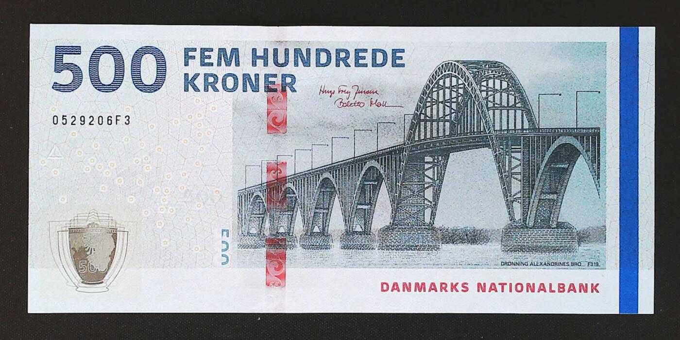 世界靓号纸钞第七十八期 新版丹麦500克朗 全程无47 全新UNC