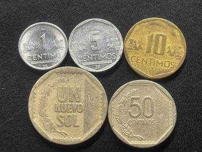 邮泉阁限时拍卖第三十六场 美洲硬币专场（硬币在国外。请付邮费6元。） - 秘鲁5枚