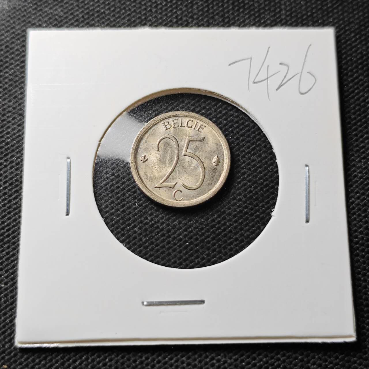 KK钱币收藏小铺  第374场  2月预留时间 周末发货  1969比利时25分