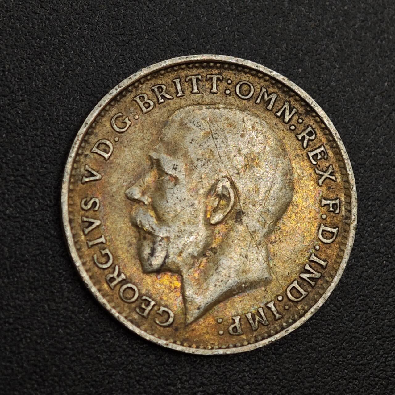 【淘币小摊】实时拍第八百零一拍   散币场   满百包邮可预留二周 每周一统一发货   英国1917年乔治五世3便士银币