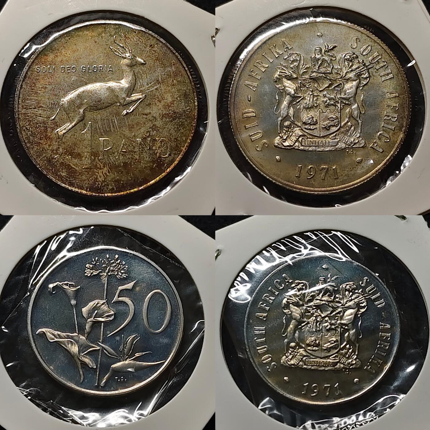 【全场包邮】纯粹捡漏拍479场（免费代拍第16场） 【少见】南非1971年官方精制套币-含1兰特精制银币-量5000
