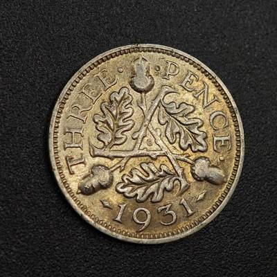 【淘币小摊】实时拍第八百零一拍   散币场   满百包邮可预留二周 每周一统一发货   - 英国1931年乔治五世3便士银币