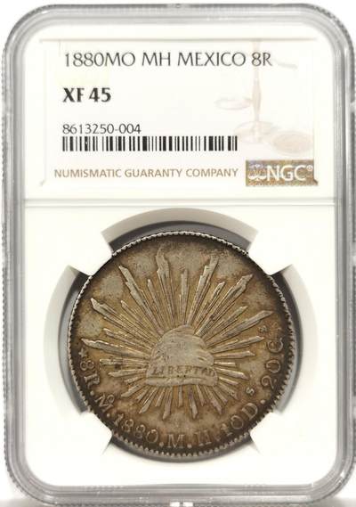 博洋堂世界钱币拍卖第147期（全场包邮） - NGC XF45 墨西哥花边鹰洋1880 MO 8里亚尔 老包浆美品