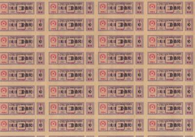 内蒙古自治区布票1984年拾市尺(10市尺) 50枚整版 未打孔 实物图 - 内蒙古自治区布票1984年拾市尺(10市尺) 50枚整版 未打孔 实物图
