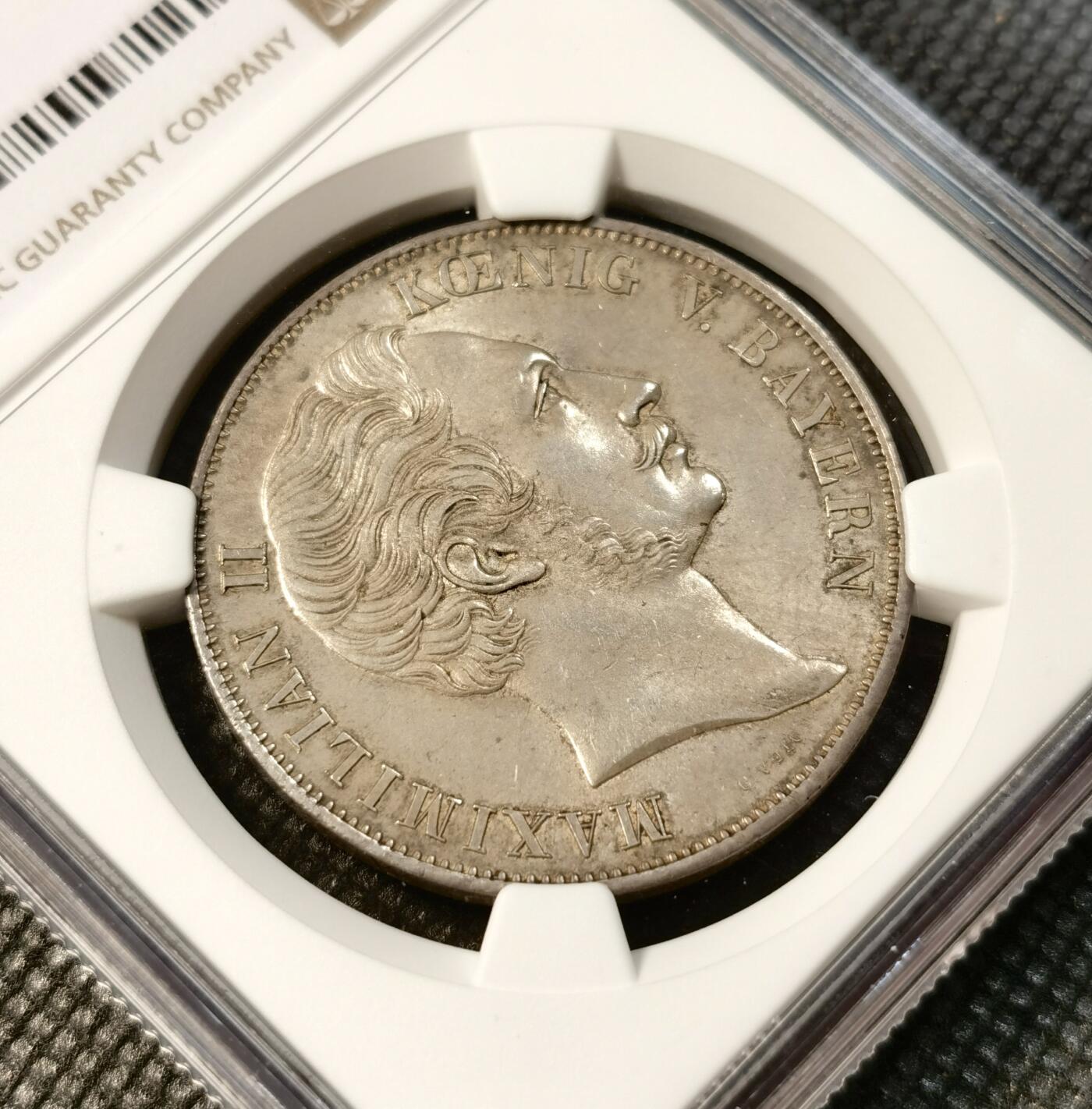 甄臻铺-世界币章拍卖（第40期）送拍享返佣金等优惠多多 NGC-MS62 德国巴伐利亚 1855年 马克西米利安圣母抱婴2盾大银币  转光非常丝滑 低评状态