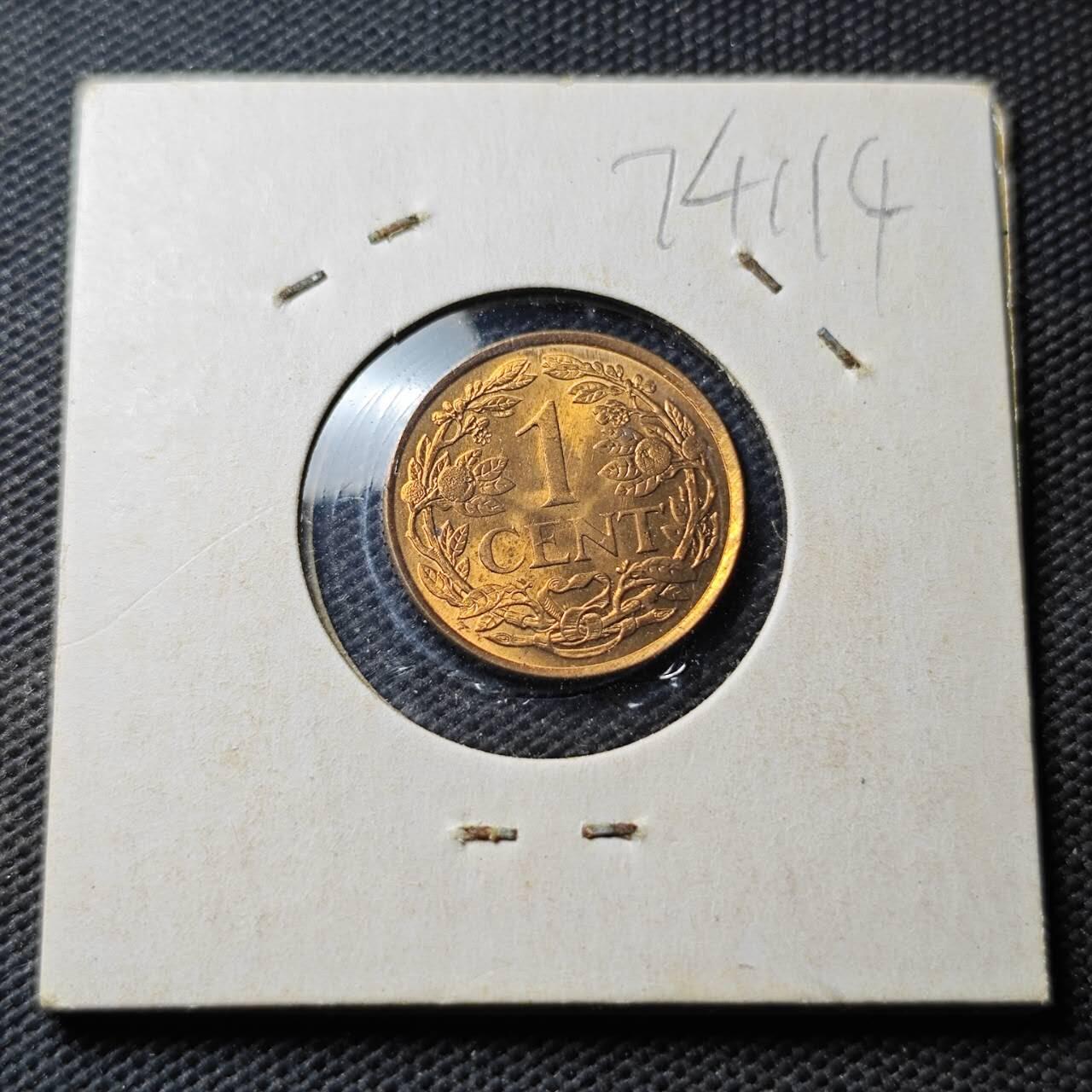 KK钱币收藏小铺  第374场  2月预留时间 周末发货  1963荷属安地列斯1分铜币 好品