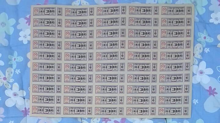 内蒙古自治区布票1984年拾市尺(10市尺) 50枚整版 未打孔 实物图