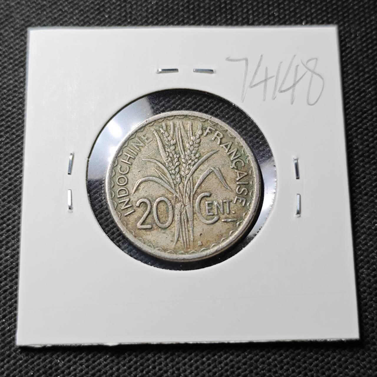 KK钱币收藏小铺  第374场  2月预留时间 周末发货  法属印支20分