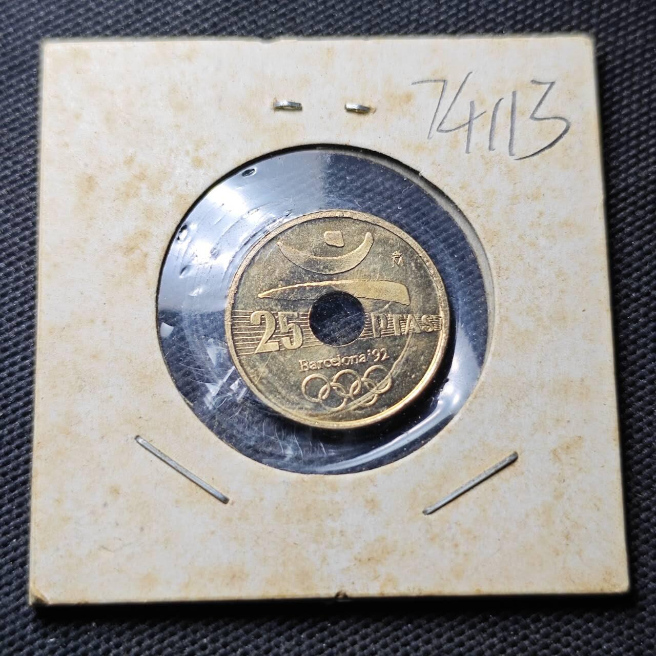 KK钱币收藏小铺  第374场  2月预留时间 周末发货  1991西班牙25比塞塔纪念币