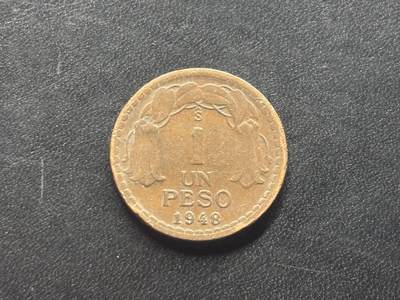 邮泉阁限时拍卖第三十六场 美洲硬币专场（硬币在国外。请付邮费6元。） - 智利1948年1比索