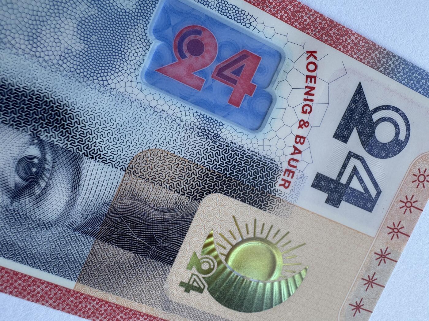 2025第25场（总第225期）：精品测试钞、纪念钞、塑料钞、连体钞综合场 版五/塑料 德国高宝Koenig&Bauer 2024年“一体化生态系统”塑料材质测试钞UNC