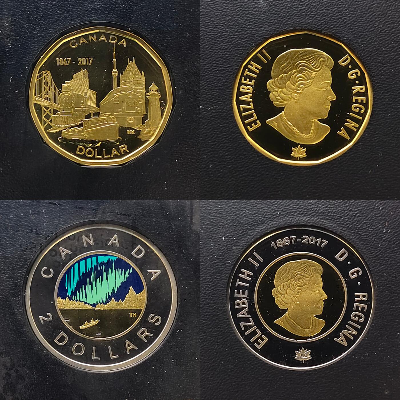 【全场包邮】纯粹捡漏拍479场（免费代拍第16场） 加拿大2017年联邦150周年彩色精制纪念套币-含联邦150周年（36毫米23.2克）彩色精制999纯银纪念币-盒证全