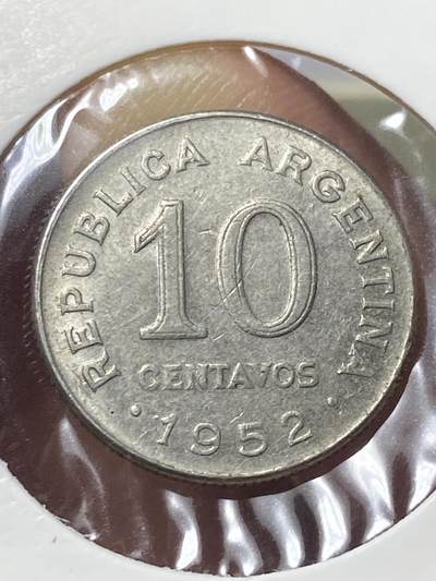 2025年第一百三十一场(总第一百五十七场）外国好品纸夹散币场(免佣金) - 阿根廷🇦🇷1952年10分(圣马丁头像第一版，关门年仅发行2年，齿边无磁版)