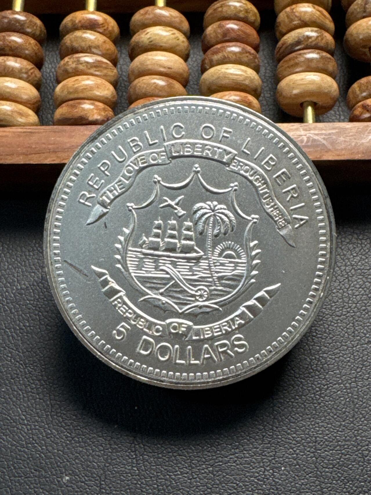 ❤️【币观天下】❤️ 第331期钱币拍卖- 2025.11.21周五晚上6点半场-长期征集拍品 利比里亚2007年里根总统发声纪念币（电池没电了）