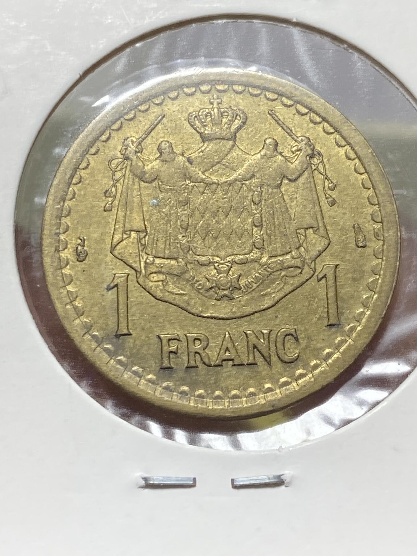 2025年第一百三十一场(总第一百五十七场）外国好品纸夹散币场(免佣金) 少见–摩纳哥🇲🇨1945年1法郎(路易斯二世第二套第二版，铝青铜材质版)