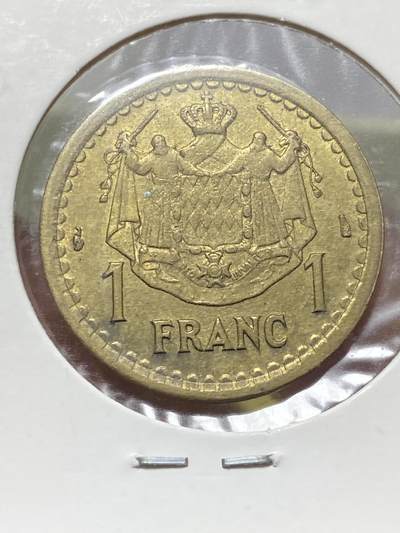 2025年第一百三十一场(总第一百五十七场）外国好品纸夹散币场(免佣金) - 少见–摩纳哥🇲🇨1945年1法郎(路易斯二世第二套第二版，铝青铜材质版)