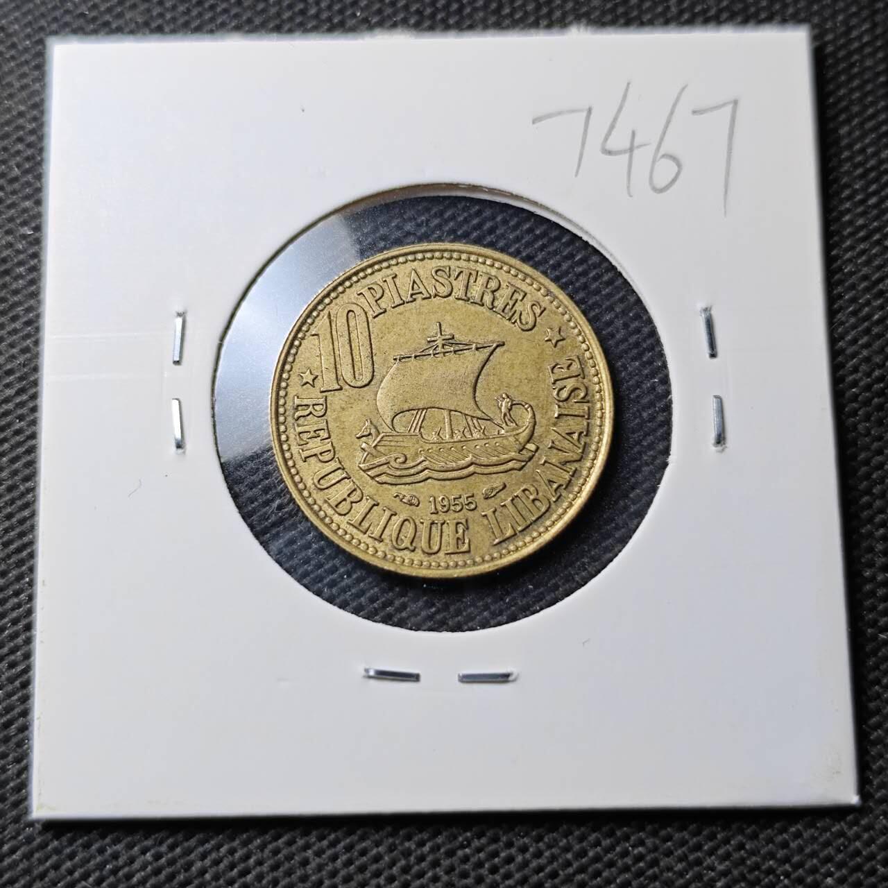 KK钱币收藏小铺  第374场  2月预留时间 周末发货  1955黎巴嫩10皮铜币