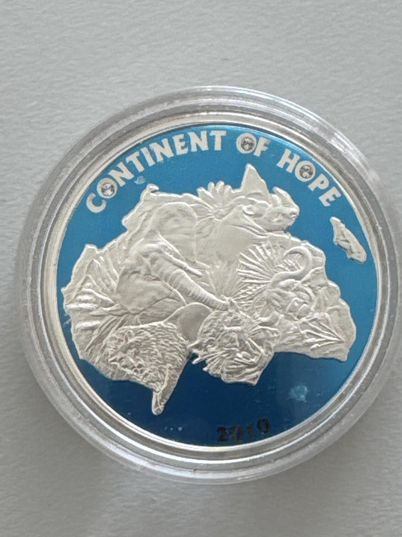 ❤️【币观天下】❤️ 第331期钱币拍卖- 2025.11.21周五晚上6点半场-长期征集拍品 科特迪瓦2010年大象🐘1000法郎彩色镶嵌钻石银币