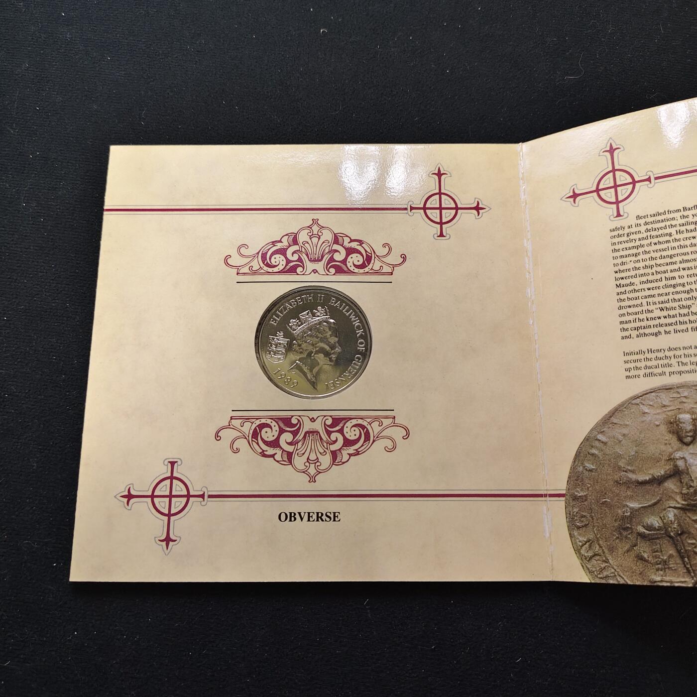 【全场包邮】纯粹捡漏拍479场（免费代拍第16场） 根西1989年2镑亨利一世官方封装纪念币-量10000