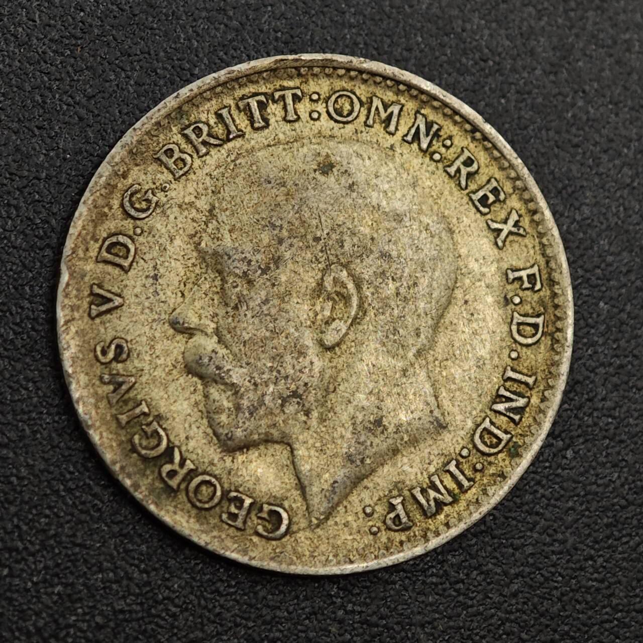 【淘币小摊】实时拍第八百零一拍   散币场   满百包邮可预留二周 每周一统一发货   英国1922年乔治五世3便士银币