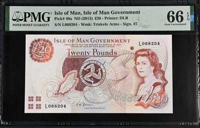【礼羽收藏】🌏世界钱币拍卖第112期 - 2013年马恩岛20镑，PMG66。