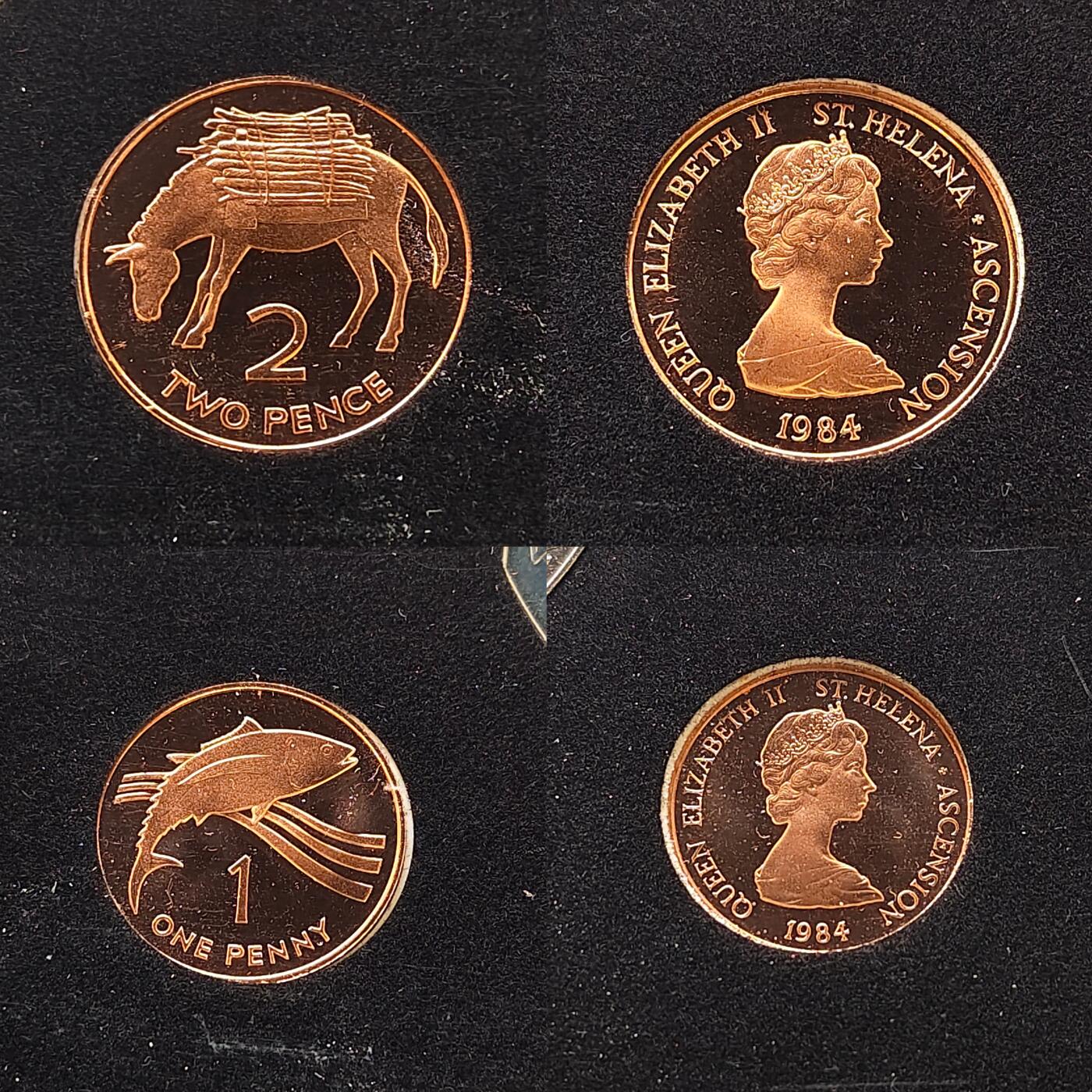 【全场包邮】纯粹捡漏拍479场（免费代拍第16场） 【稀少】圣赫勒拿和阿松森1984年官方精制套币-此套少见推测发行量2500-3000