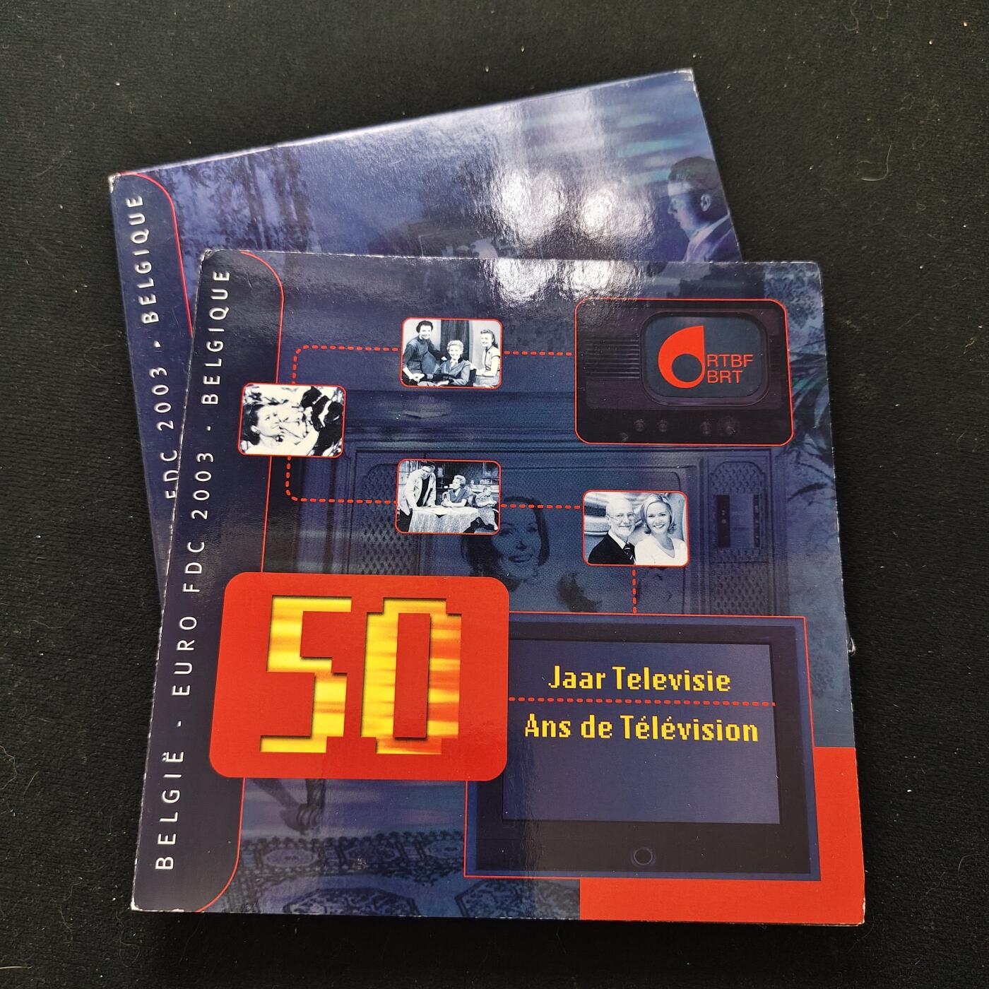 【全场包邮】纯粹捡漏拍479场（免费代拍第16场） 比利时2003年电视50周年主题官方欧元卡装年度流通套币-含纪念章