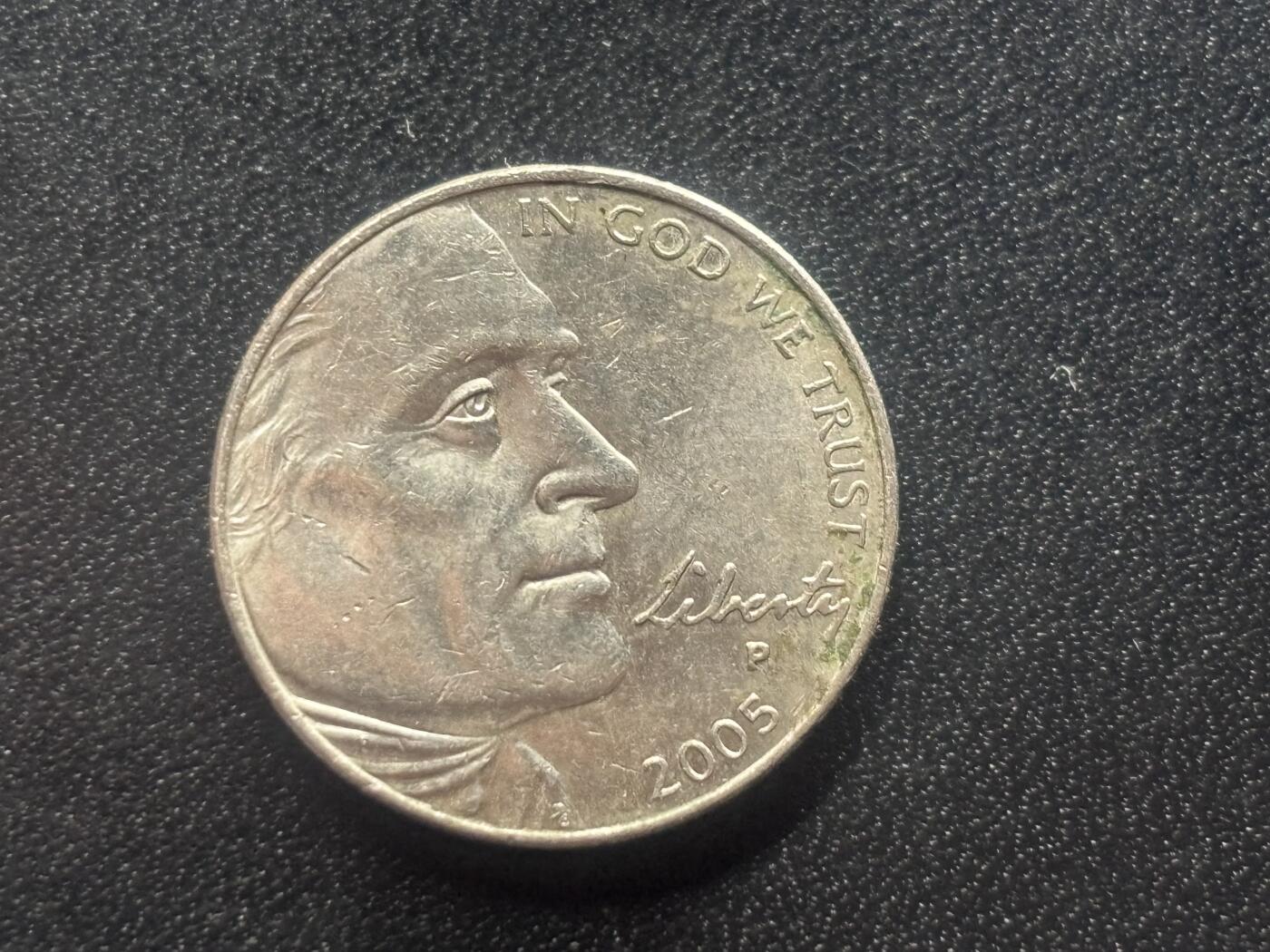 邮泉阁限时拍卖第三十六场 美洲硬币专场（硬币在国外。请付邮费6元。） 美国2005年5分纪念币P版