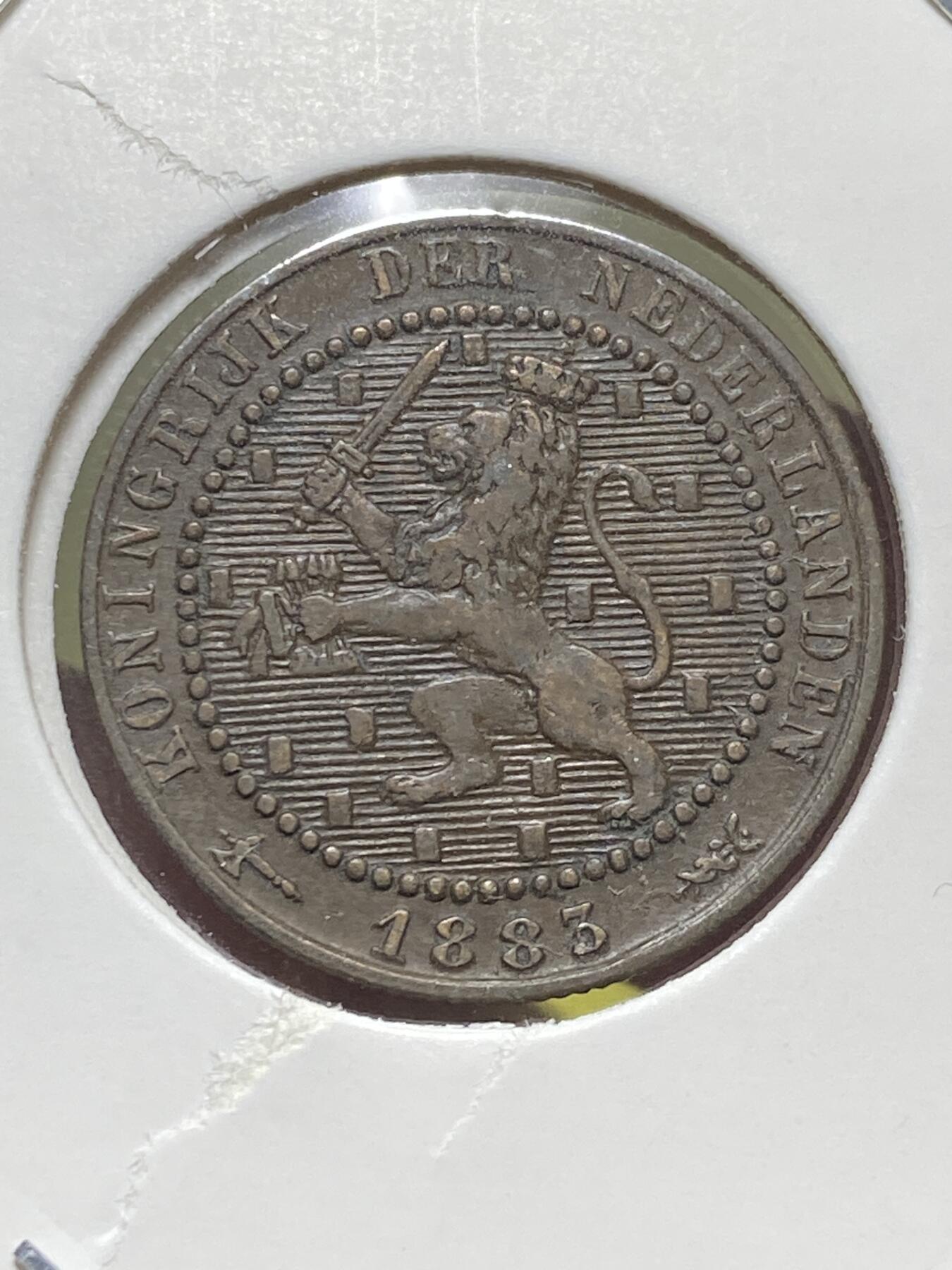 2025年第一百三十一场(总第一百五十七场）外国好品纸夹散币场(免佣金) 流通好品–荷兰🇳🇱1883年1分(威廉三世时期，Broadaxe–宽刃斧标)