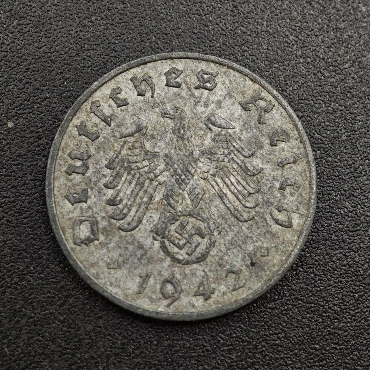 【淘币小摊】实时拍第八百零一拍   散币场   满百包邮可预留二周 每周一统一发货   德国1942年1芬妮锌币