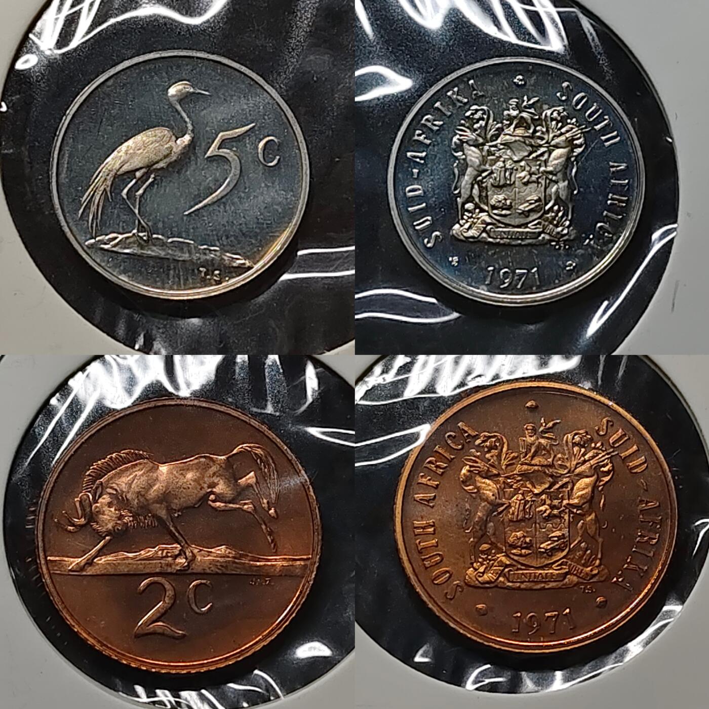 【全场包邮】纯粹捡漏拍479场（免费代拍第16场） 【少见】南非1971年官方精制套币-含1兰特精制银币-量5000