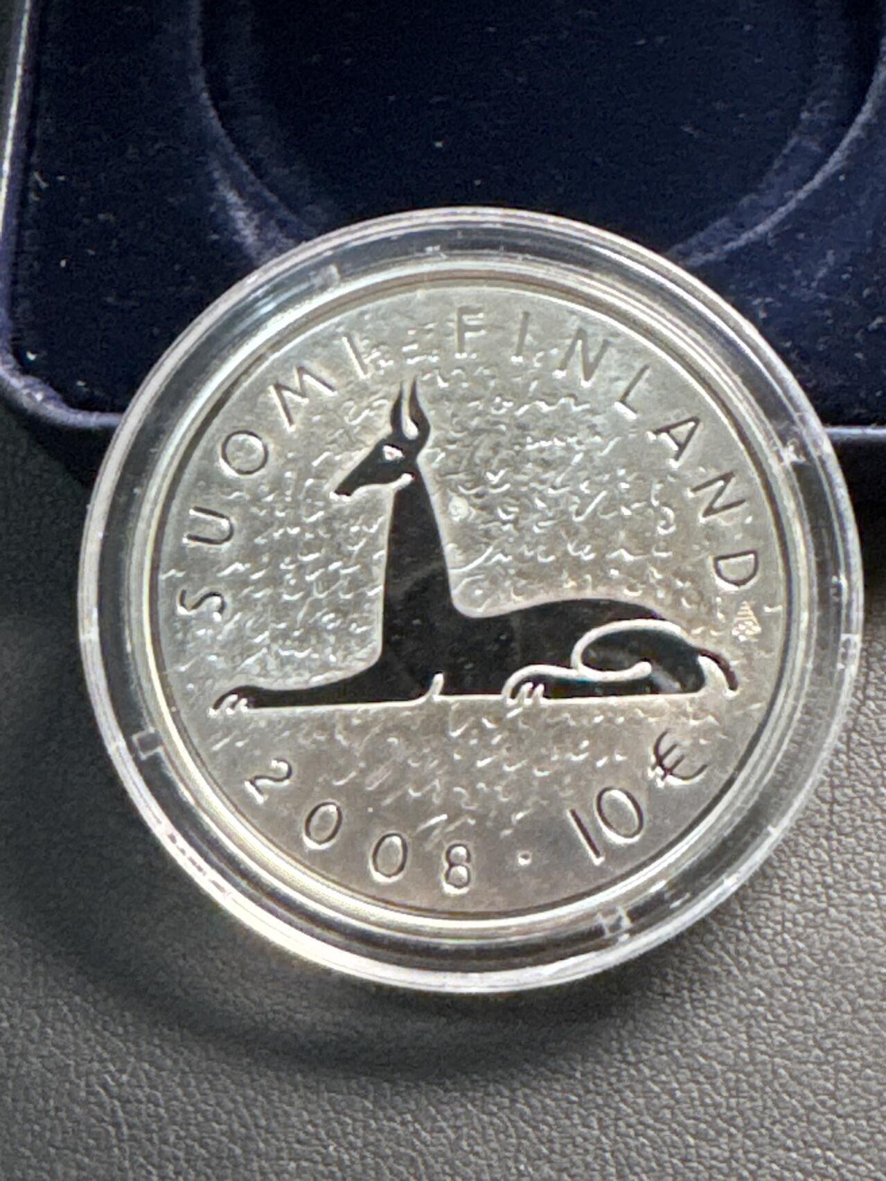 ❤️【币观天下】❤️ 第331期钱币拍卖- 2025.11.21周五晚上6点半场-长期征集拍品 原厂盒证芬兰2008年著名作家米卡·瓦尔塔里诞辰100周年精制纪念银币925银25.5克直径38.6毫米