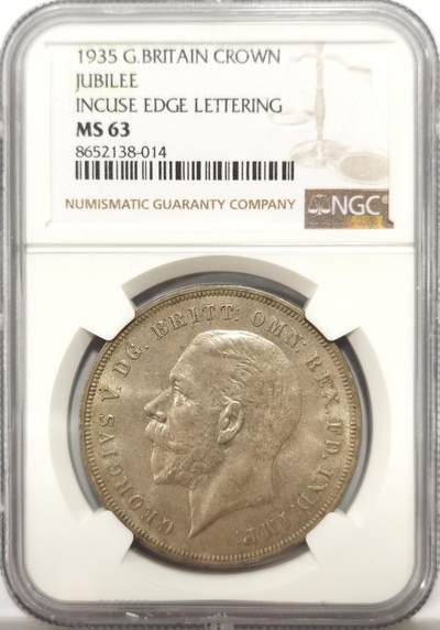 博洋堂世界钱币拍卖第147期（全场包邮） - NGC MS63 英国1935年乔治五世克朗木马剑 原色银光