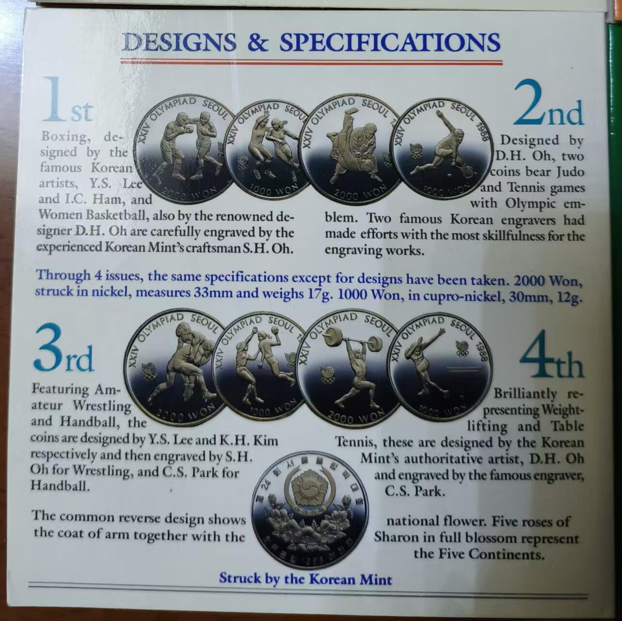 ❤️【币观天下】❤️ 第331期钱币拍卖- 2025.11.21周五晚上6点半场-长期征集拍品 1988年汉城奥运会铜镍MS封装4册一套 拳击、篮球、手球、柔道、网球、举重、摔跤和乒乓球全套8枚