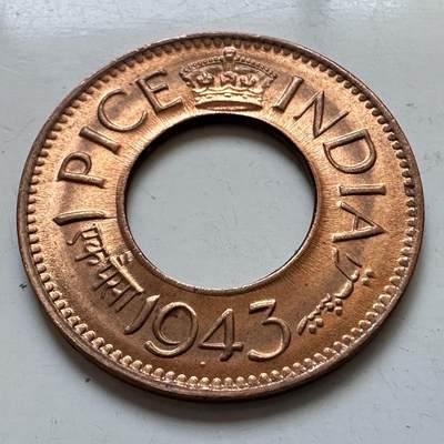 🌹外币初藏🌹🐯2025年第130场  每周二四六晚8️⃣点 接代拍 - 印度1943年1派沙 原光品b