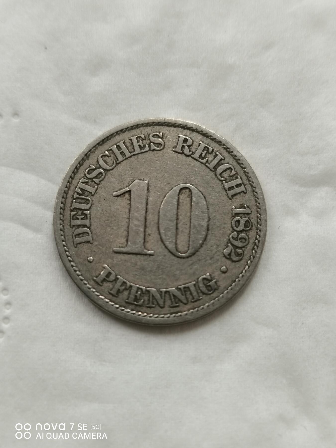 外国钱币 1892年德国10分