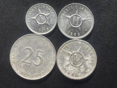 邮泉阁限时拍卖第三十六场 美洲硬币专场（硬币在国外。请付邮费6元。） - 古巴铝币4枚