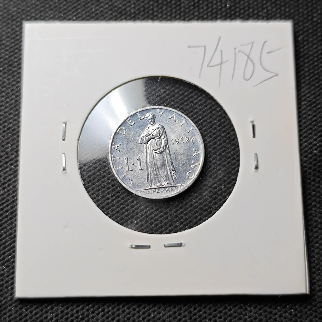 KK钱币收藏小铺  第374场  2月预留时间 周末发货  1952梵蒂冈1里拉