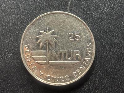 邮泉阁限时拍卖第三十六场 美洲硬币专场（硬币在国外。请付邮费6元。） - 古巴1989年25分不锈钢