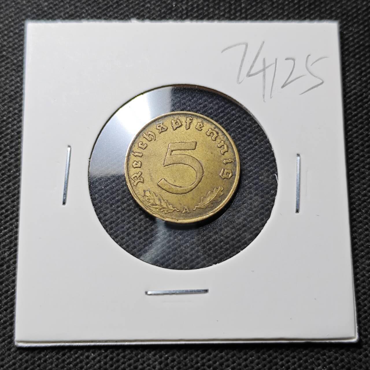 KK钱币收藏小铺  第374场  2月预留时间 周末发货  1937德国5芬尼