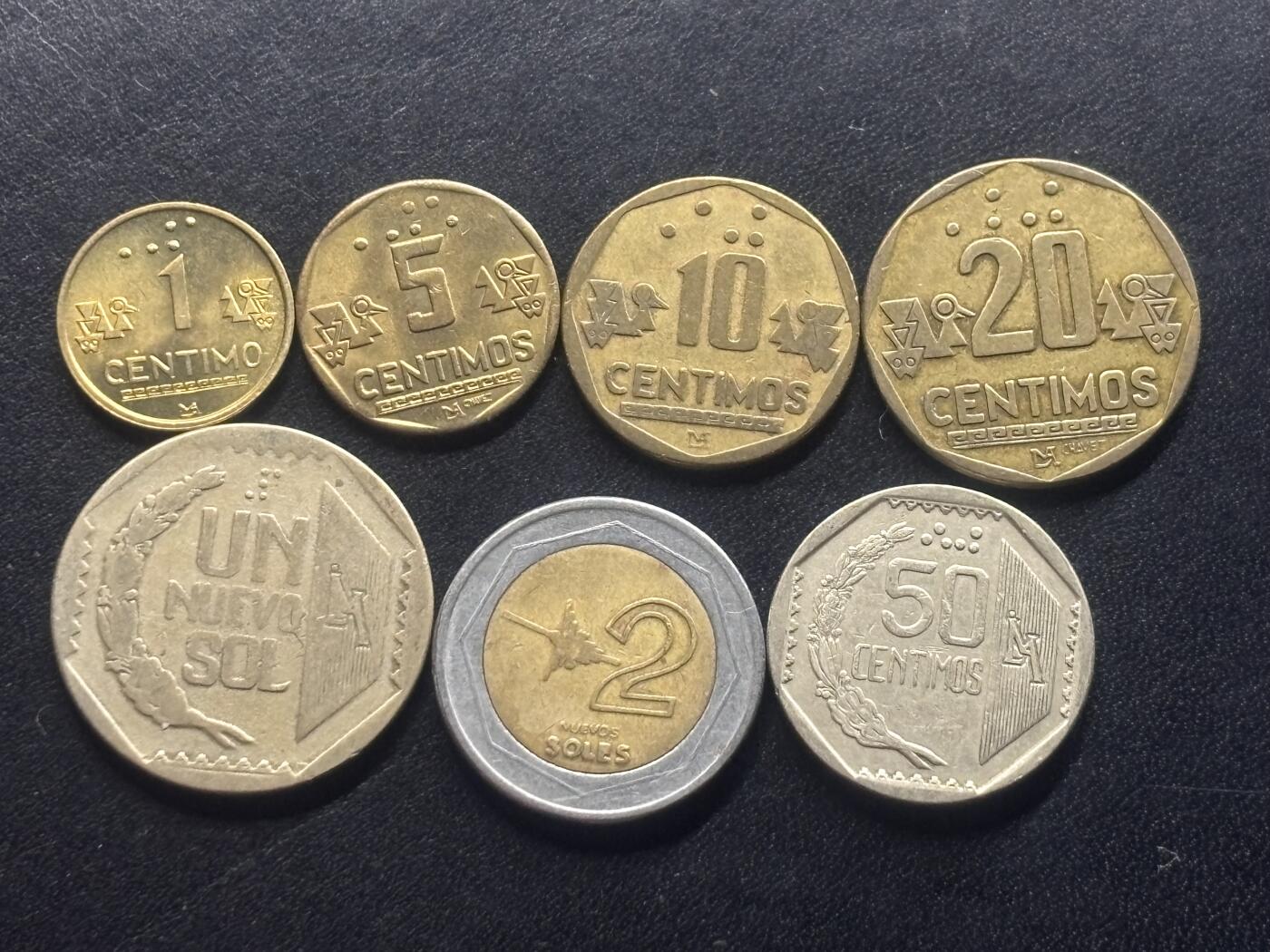 邮泉阁限时拍卖第三十六场 美洲硬币专场（硬币在国外。请付邮费6元。） 秘鲁1990年代7枚盲文版