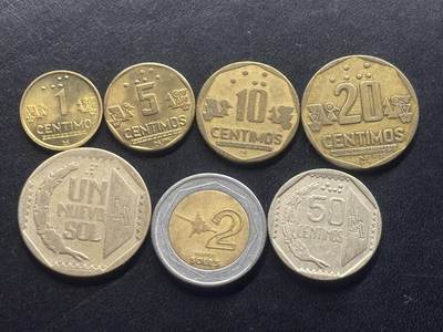 邮泉阁限时拍卖第三十六场 美洲硬币专场（硬币在国外。请付邮费6元。） - 秘鲁1990年代7枚盲文版